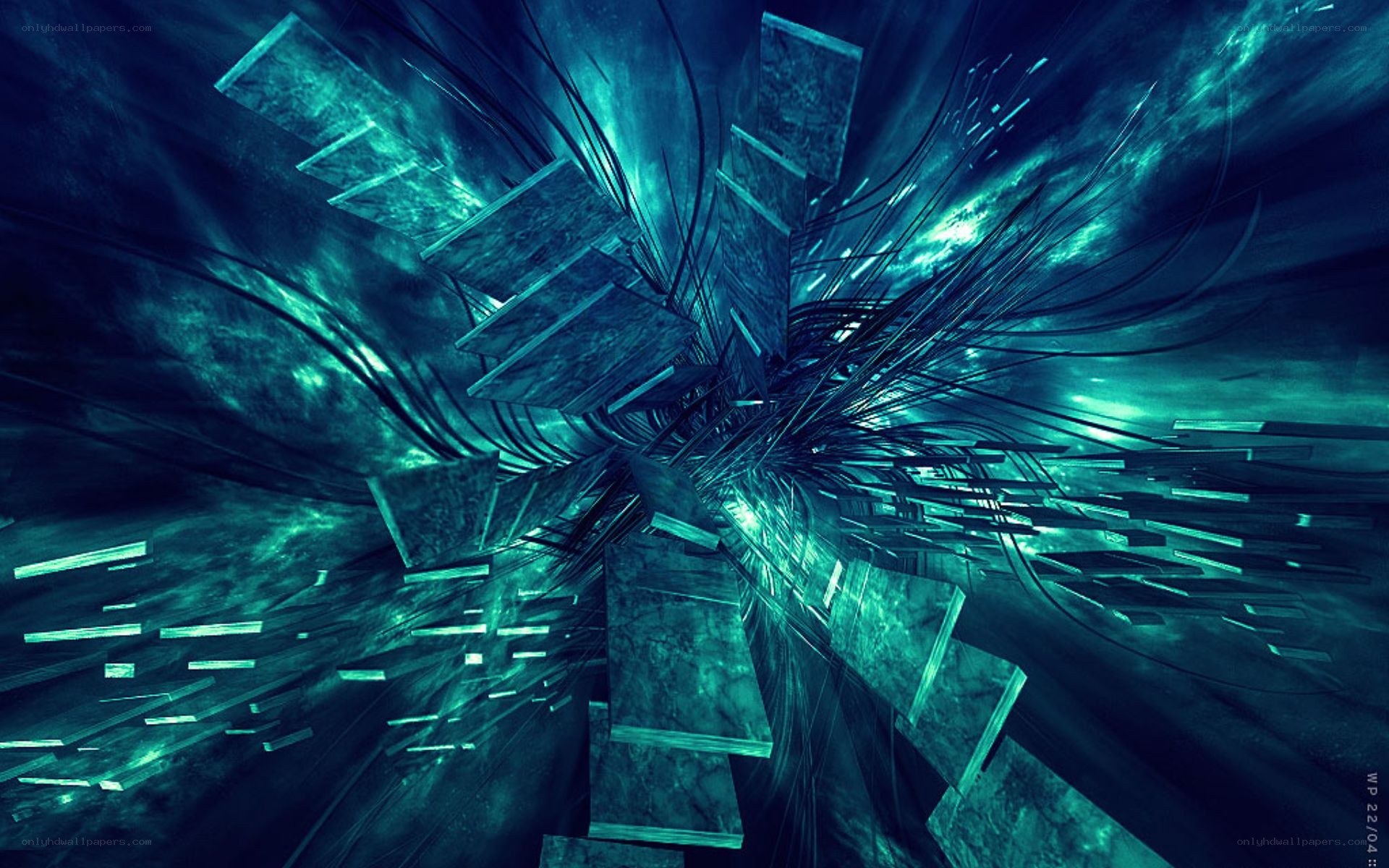 abstract blue digital tunnel