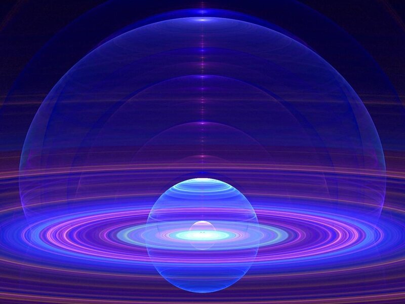 Abstract blue energy spheres
