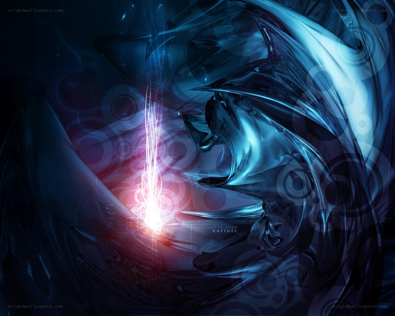 Abstract blue energy vortex