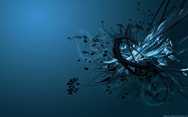 Abstract Blue Floral Design — Calm, Digital Art, Flowers