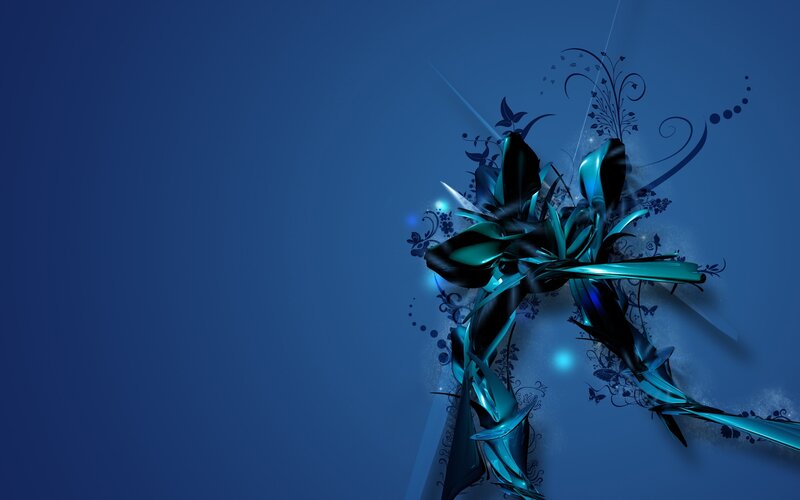 Abstract Blue Floral Design — Calm, Digital Art