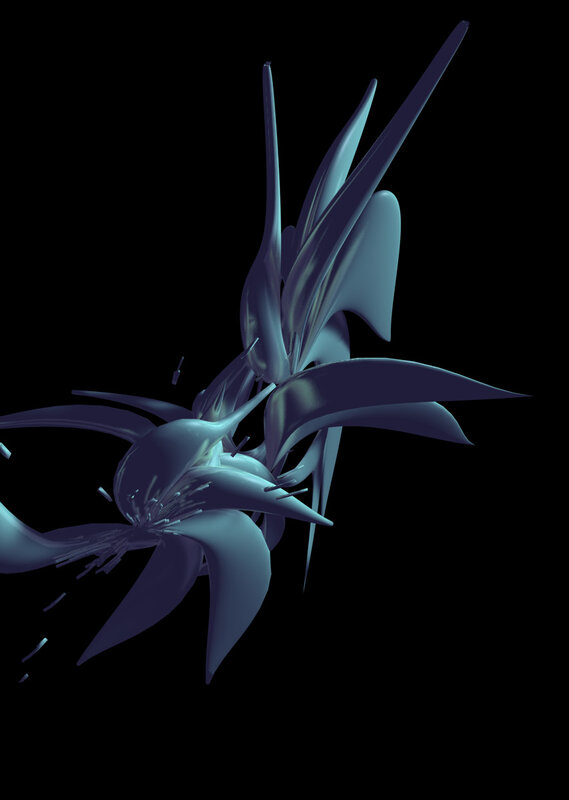 abstract blue floral sculpture