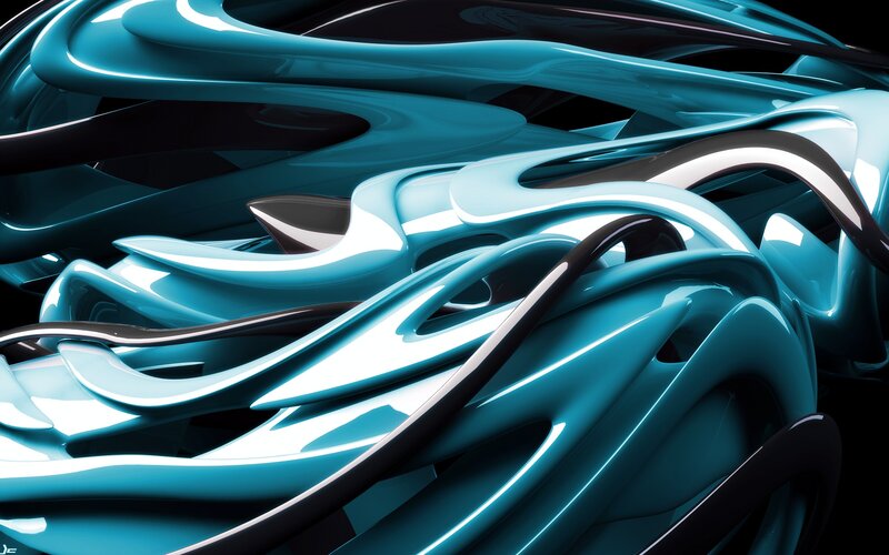 Abstract blue fluid forms