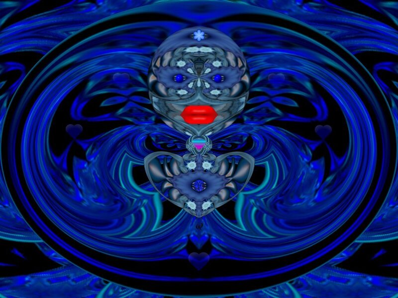 Abstract Blue Fractal Figure