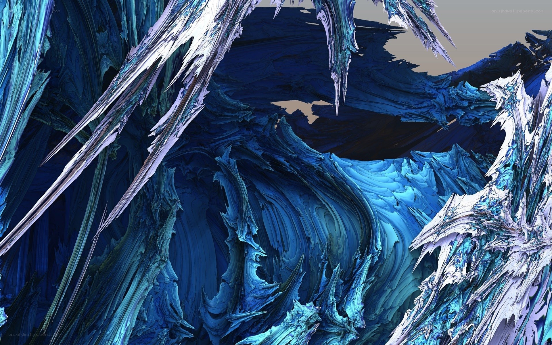 Abstract blue fractal landscape