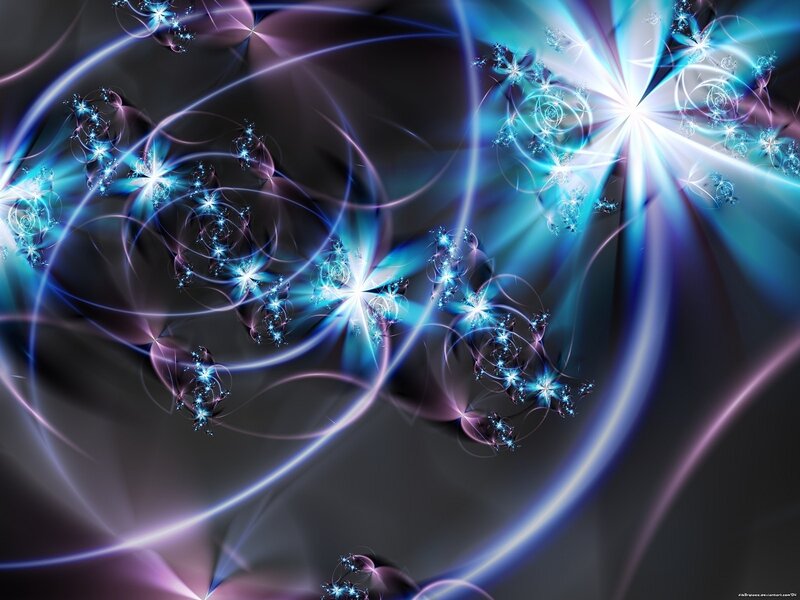 Abstract blue fractal light patterns