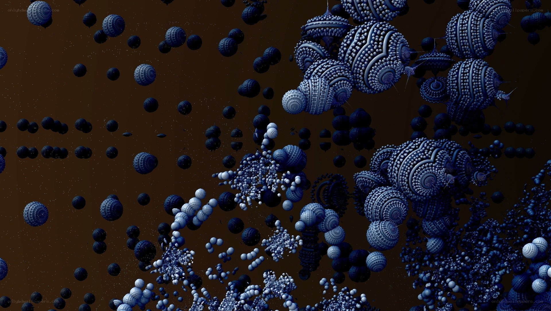 Abstract blue fractal structures