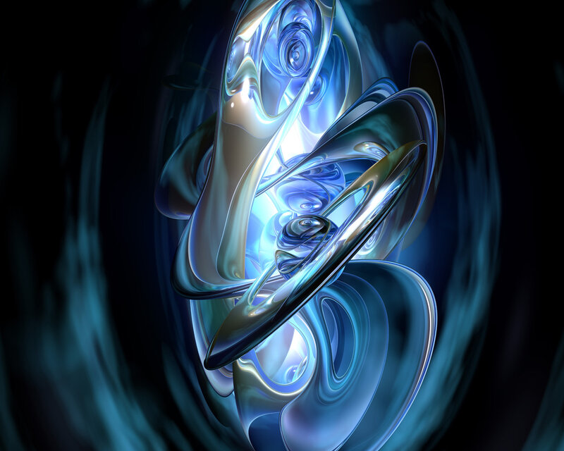 Abstract blue fractal swirl