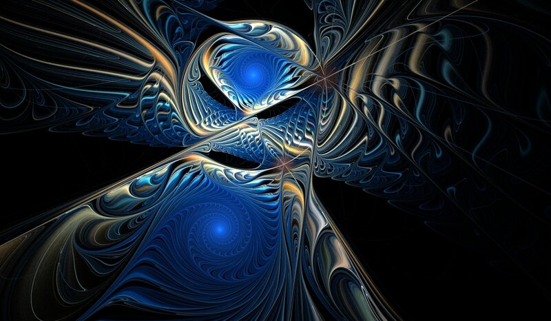 Abstract blue fractal swirls