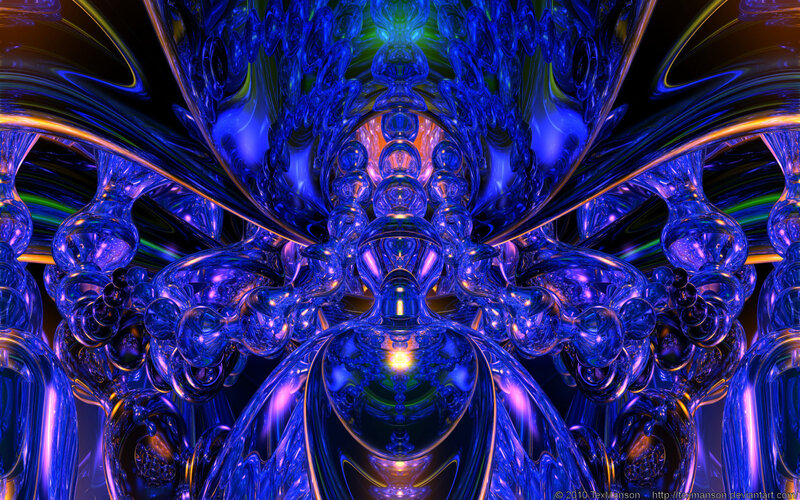 Abstract blue fractal tunnel