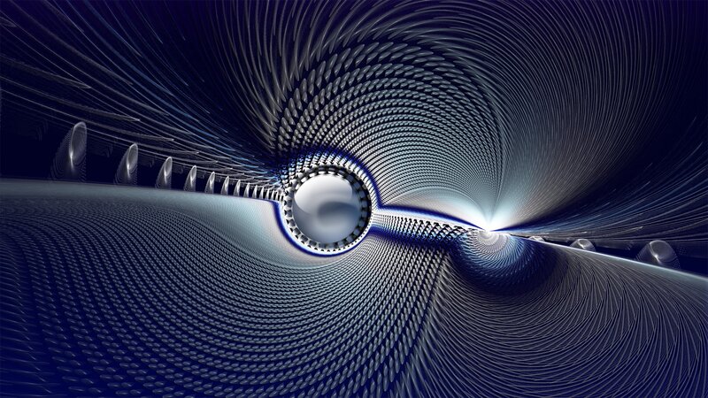 abstract blue fractal tunnel