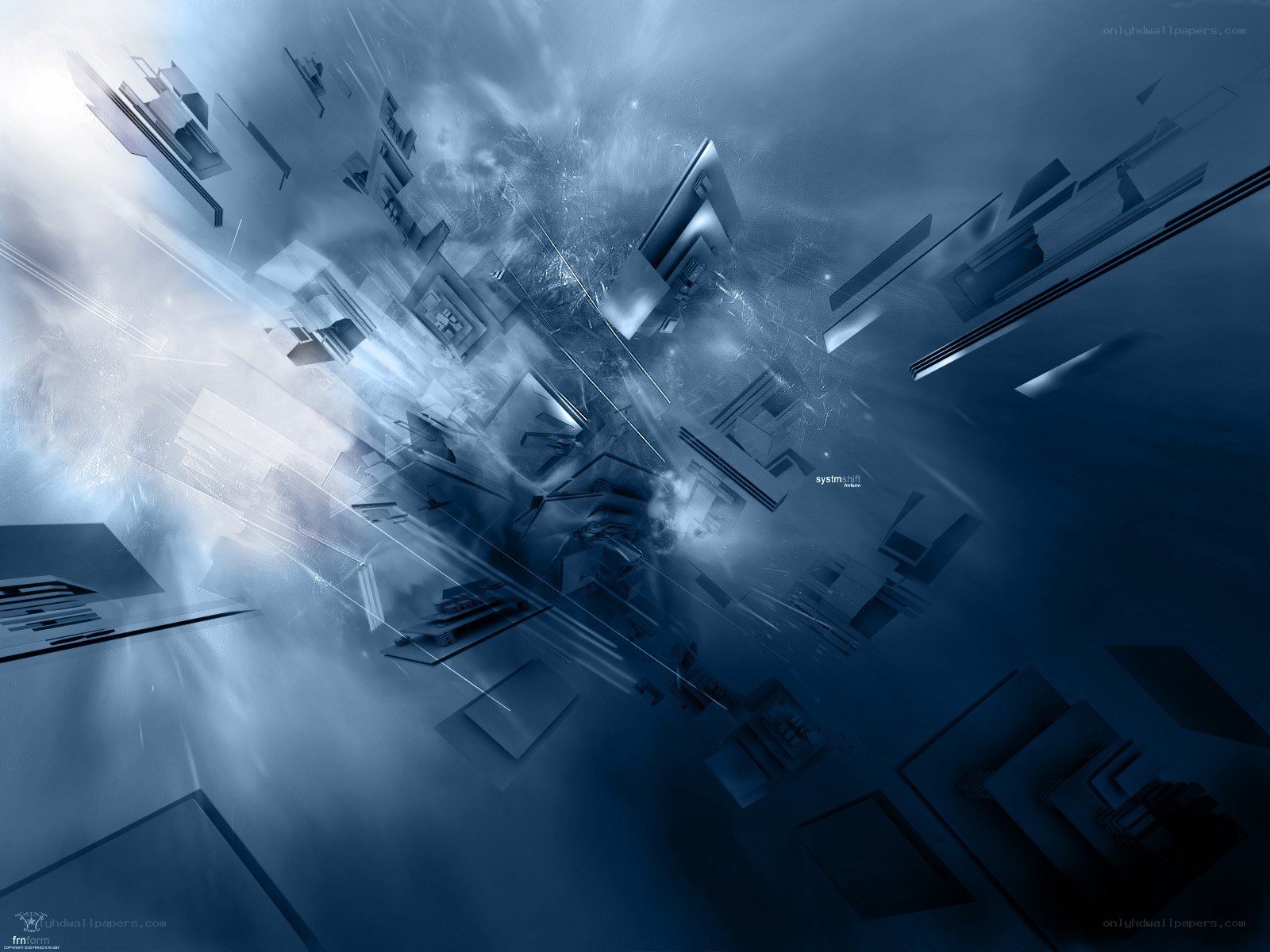abstract blue geometric explosion