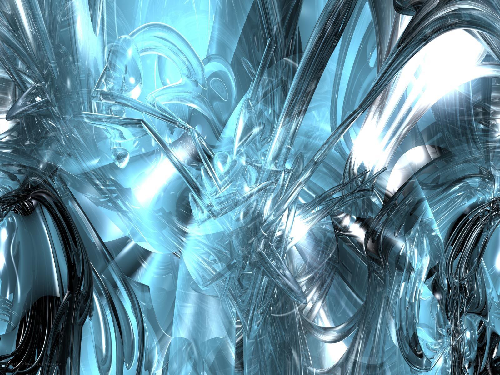 Abstract blue glass sculpture