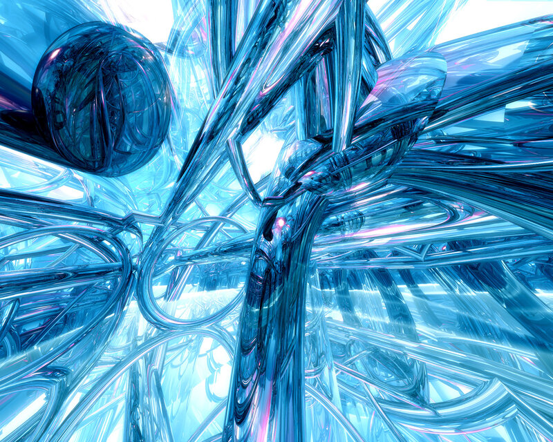 Abstract blue glass sculpture