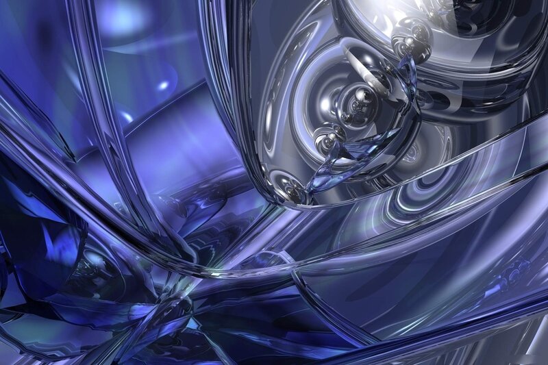 Abstract blue glass sculpture