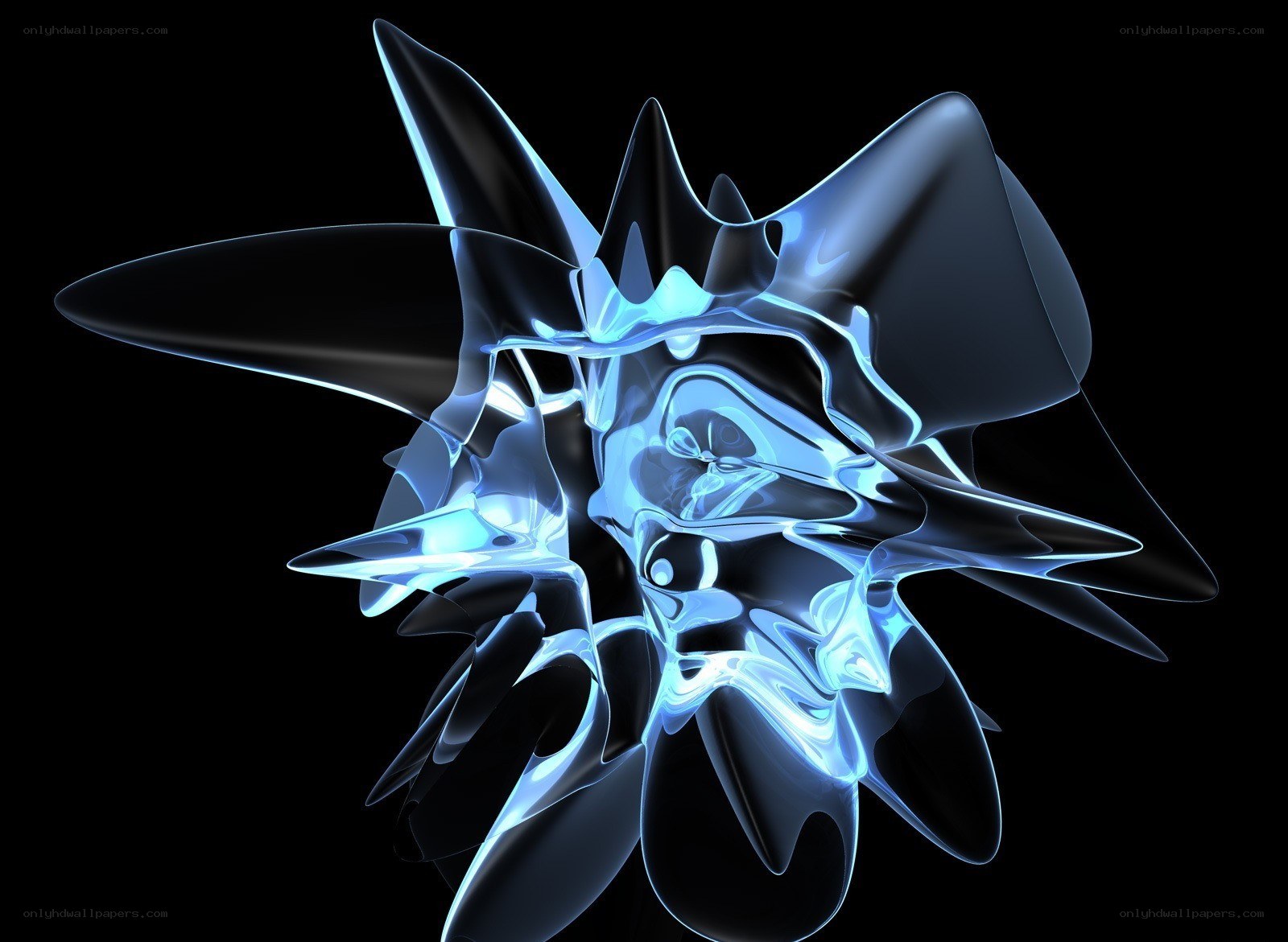 Abstract blue glowing sculpture