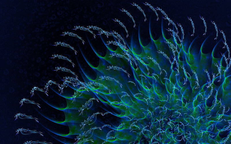 Abstract blue-green fractal art