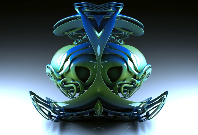 Abstract blue-green sculpture