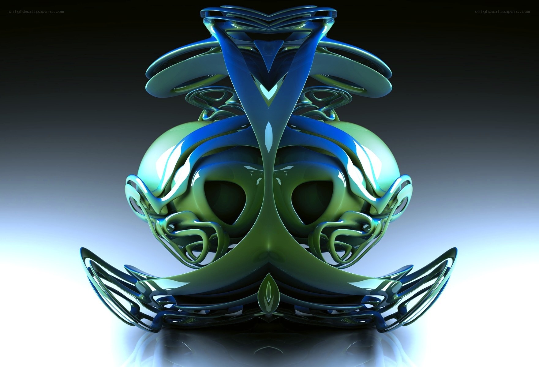 Abstract blue-green sculpture