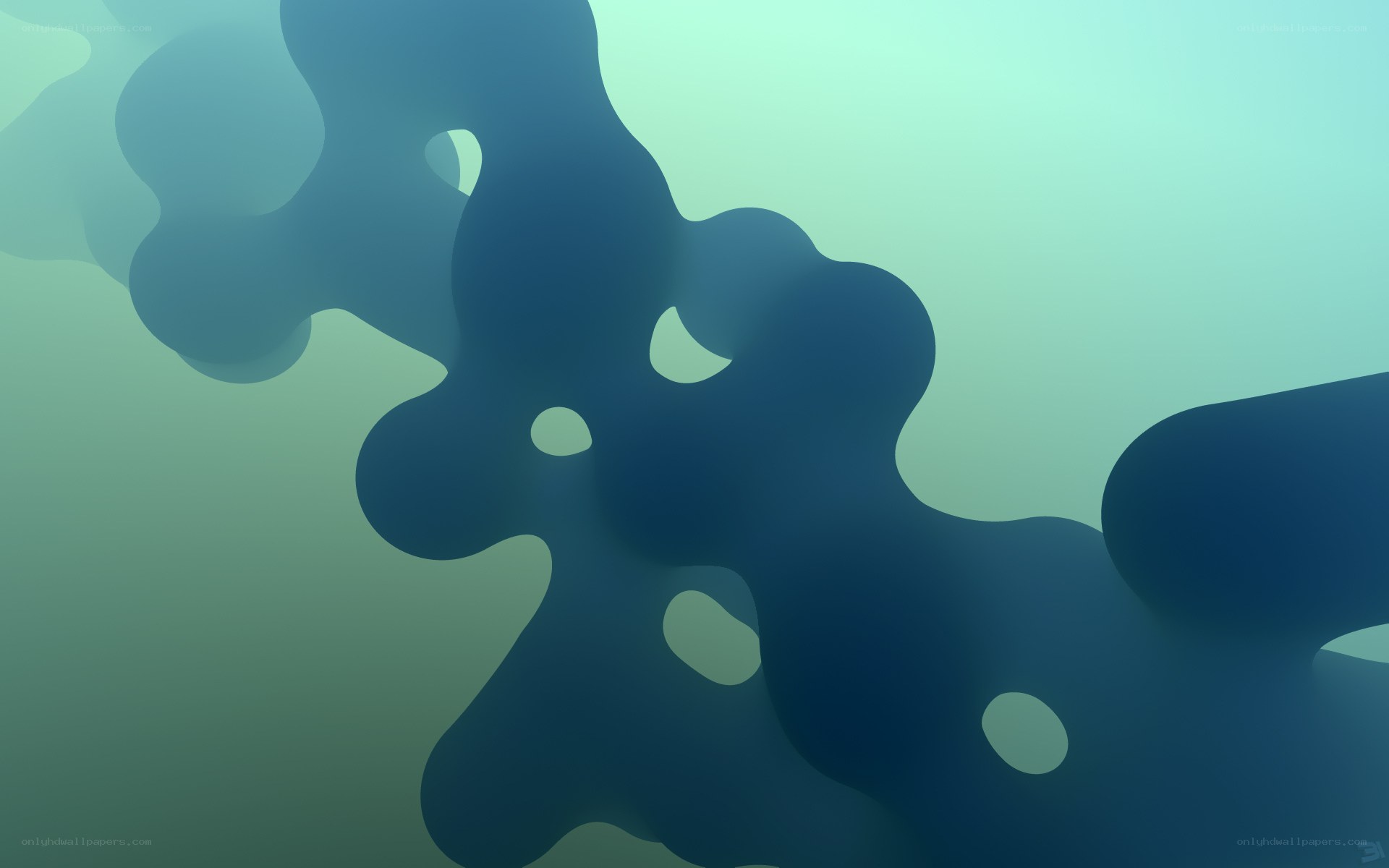 abstract blue-green shapes