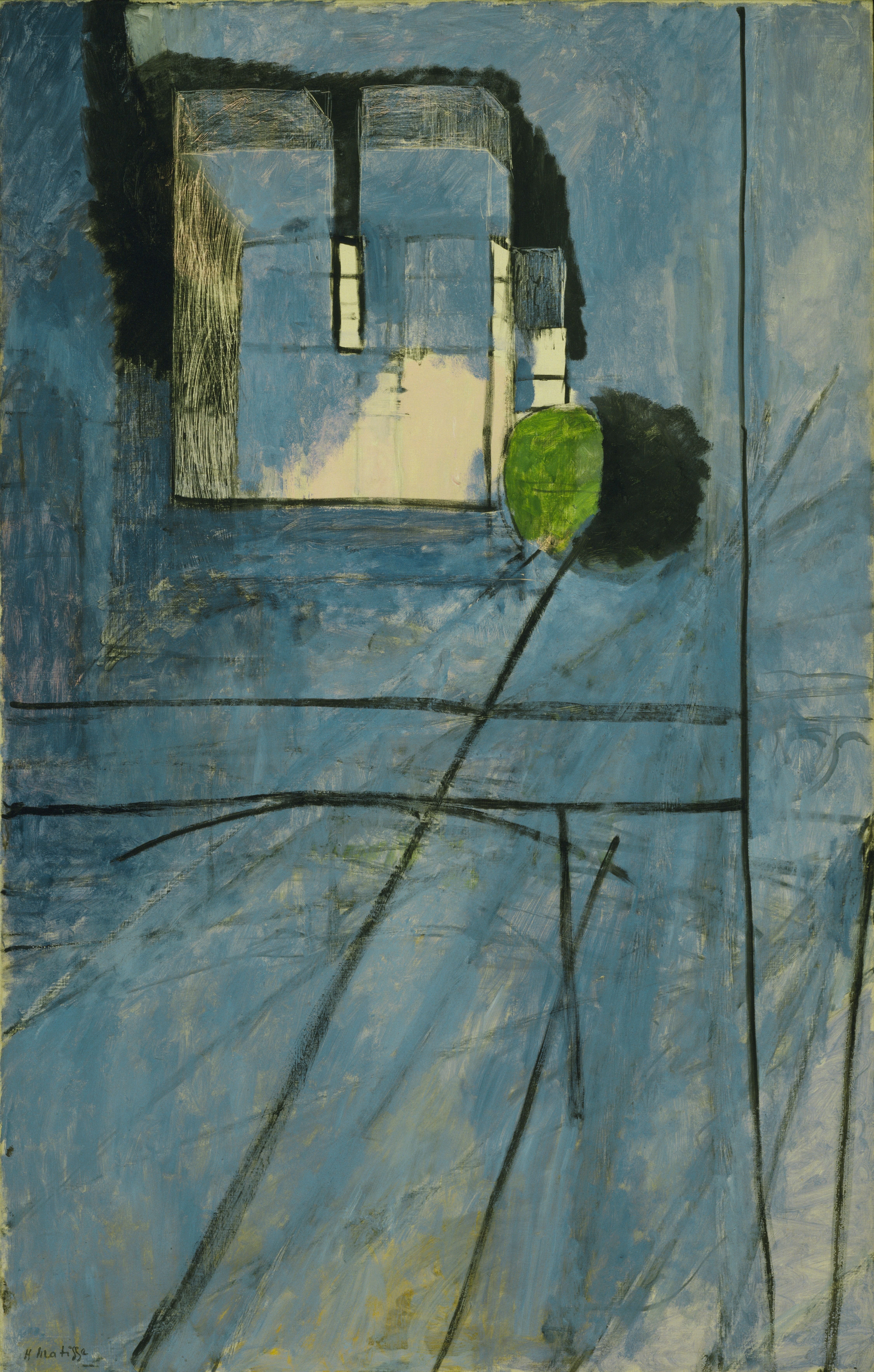 Abstract blue landscape painting