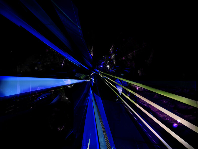 Abstract blue light beams