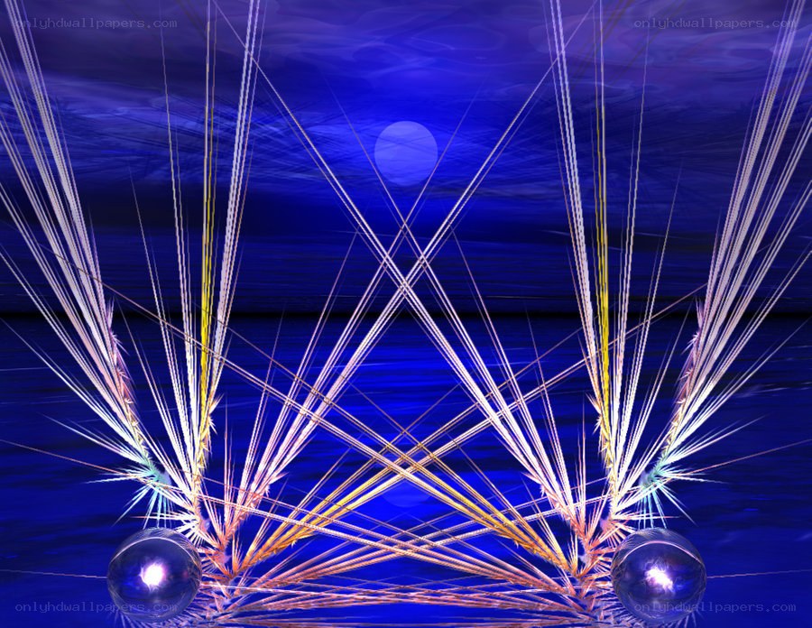 Abstract blue light beams