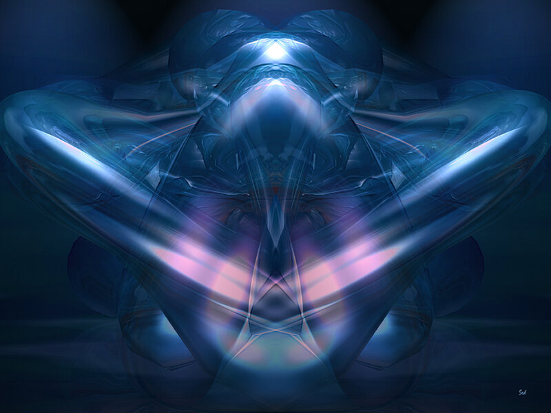Abstract blue light sculpture