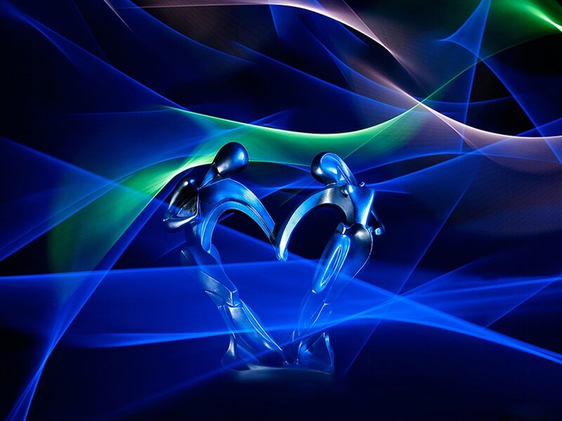 Abstract blue light sculpture