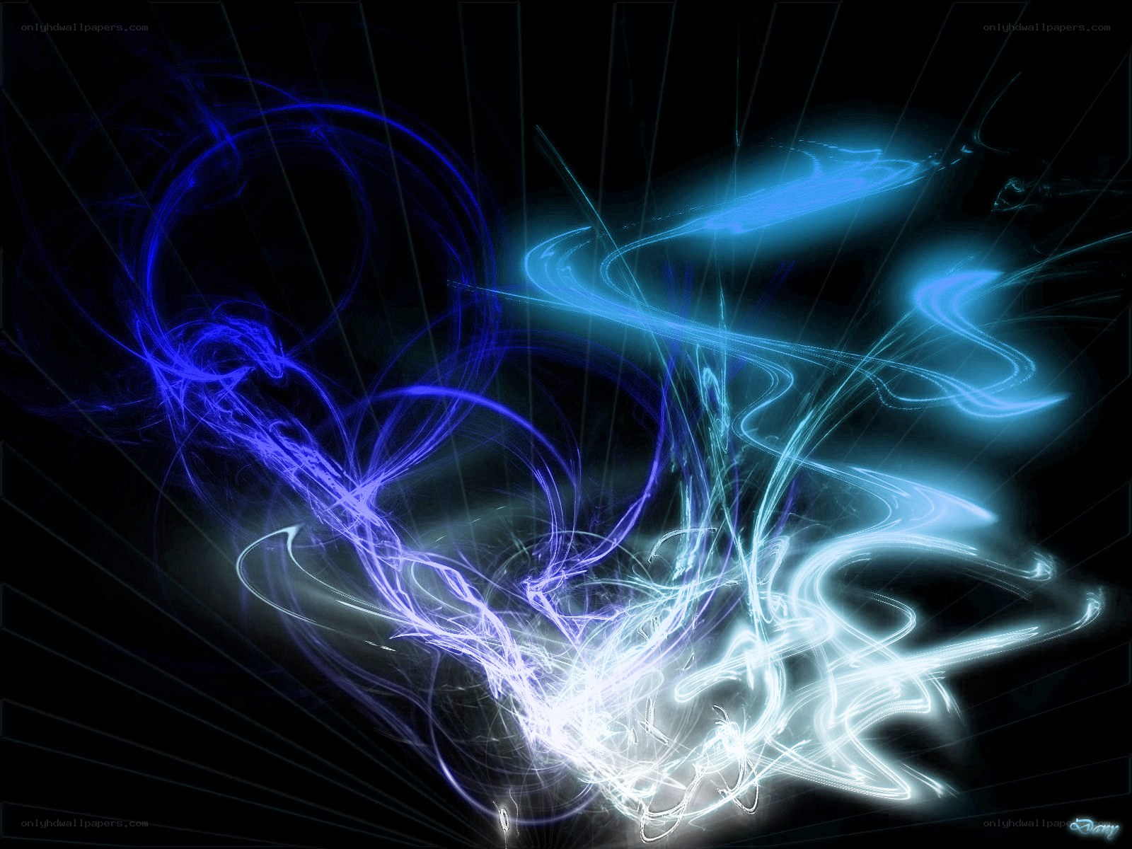 Abstract blue light swirls