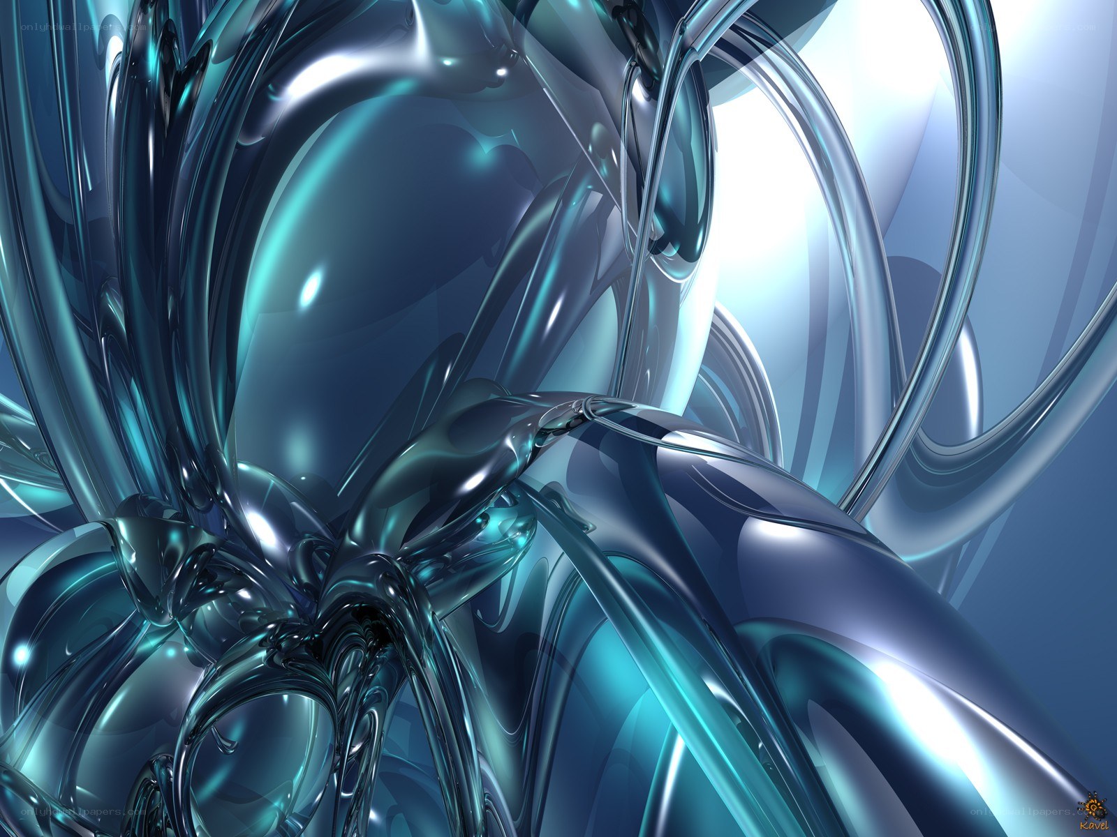 Abstract blue liquid sculpture