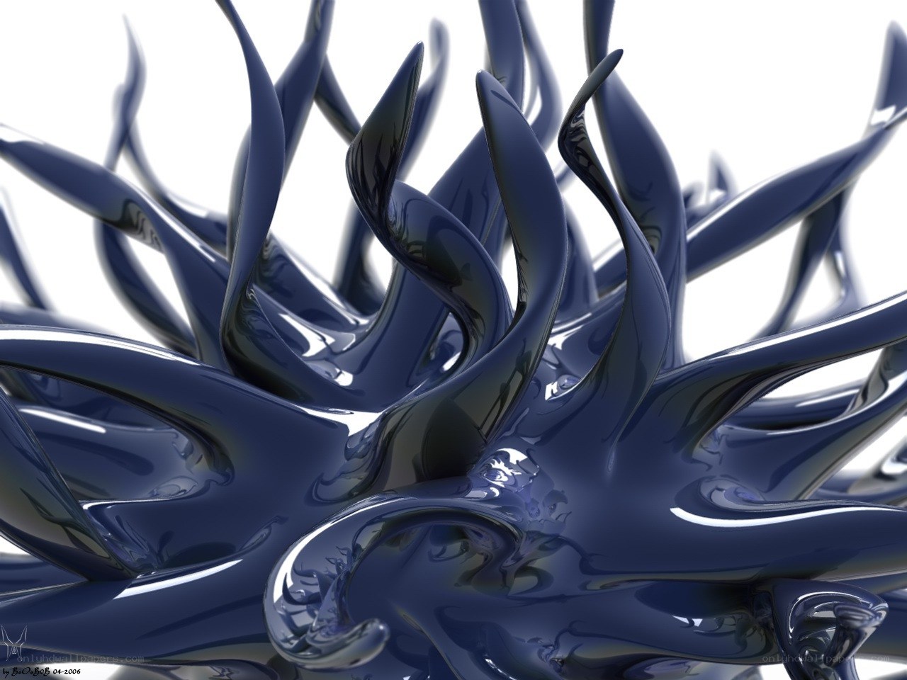 Abstract blue liquid sculpture