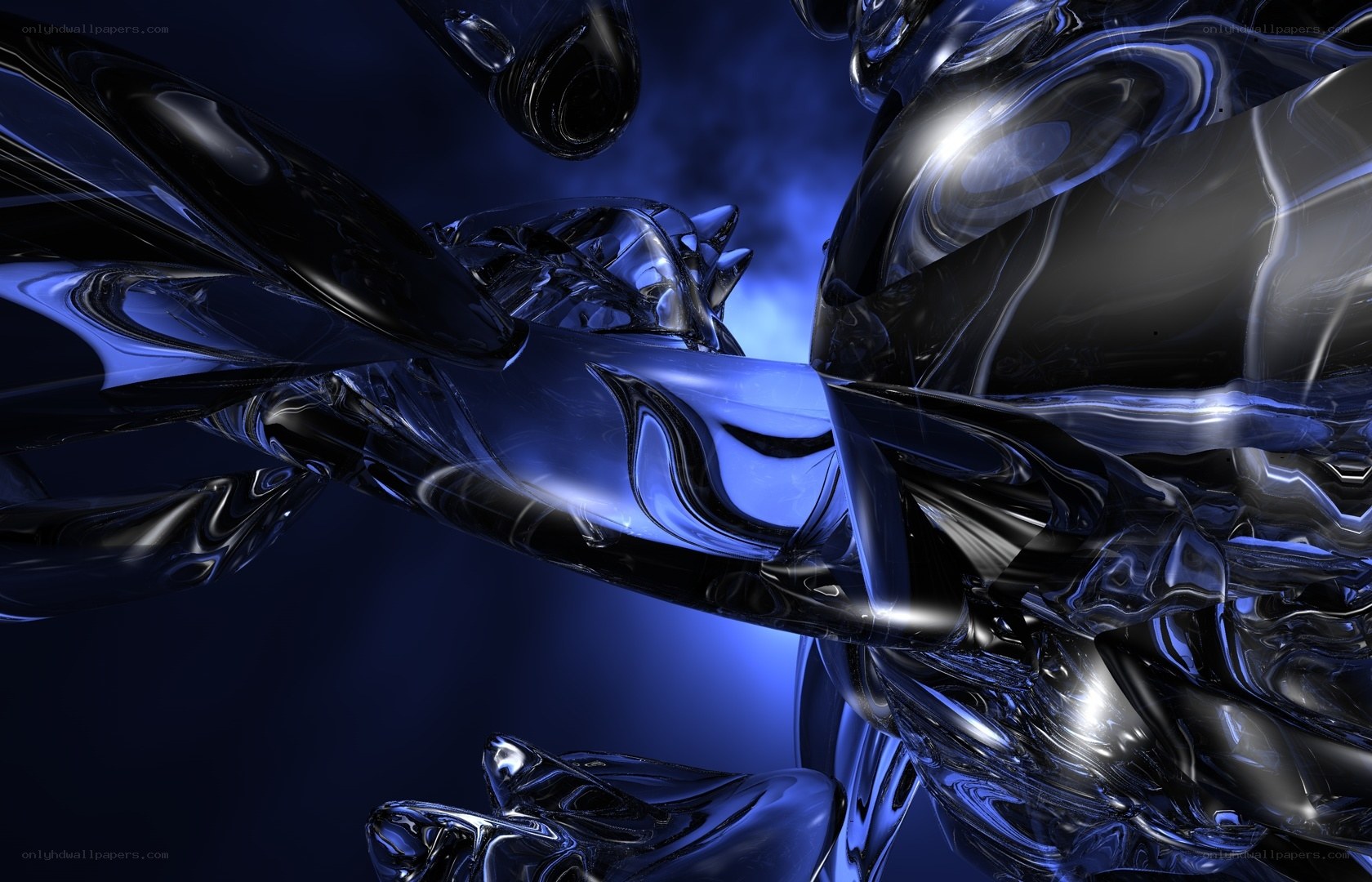 Abstract blue liquid sculpture