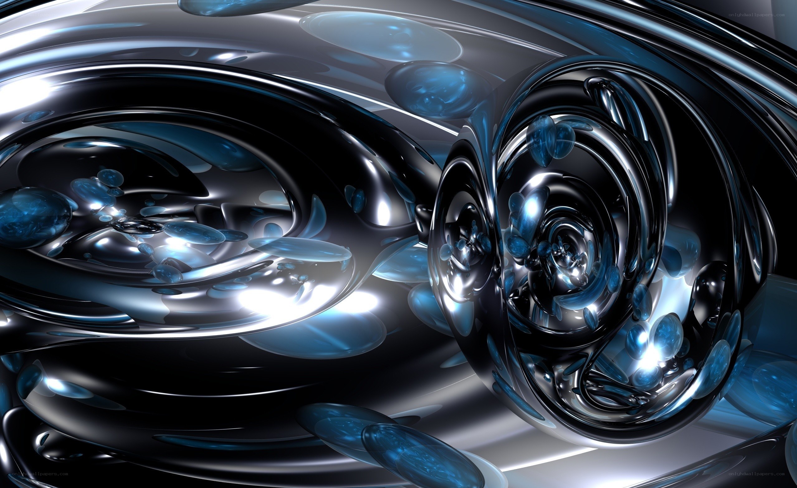 Abstract blue liquid swirls
