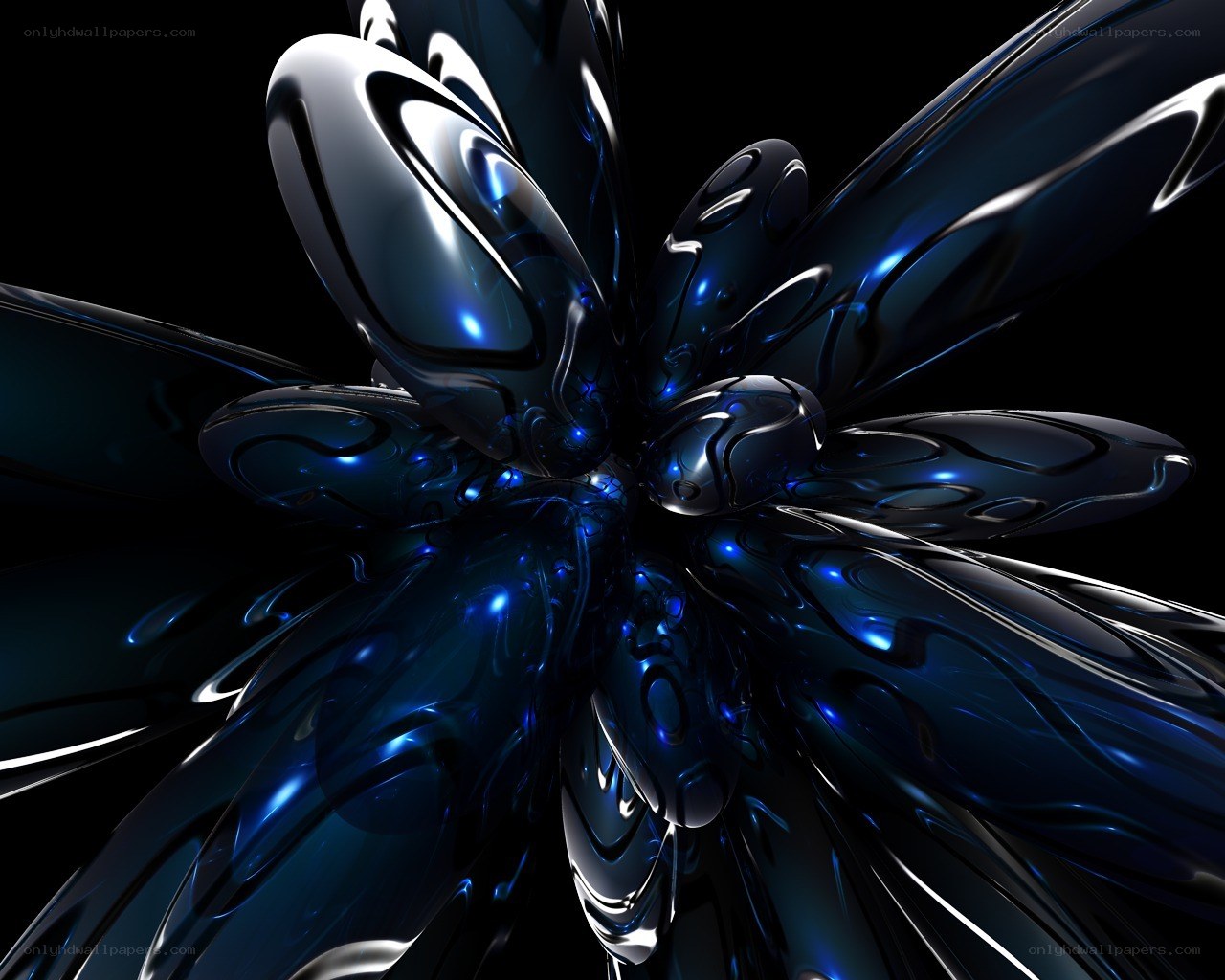 abstract blue metallic flower