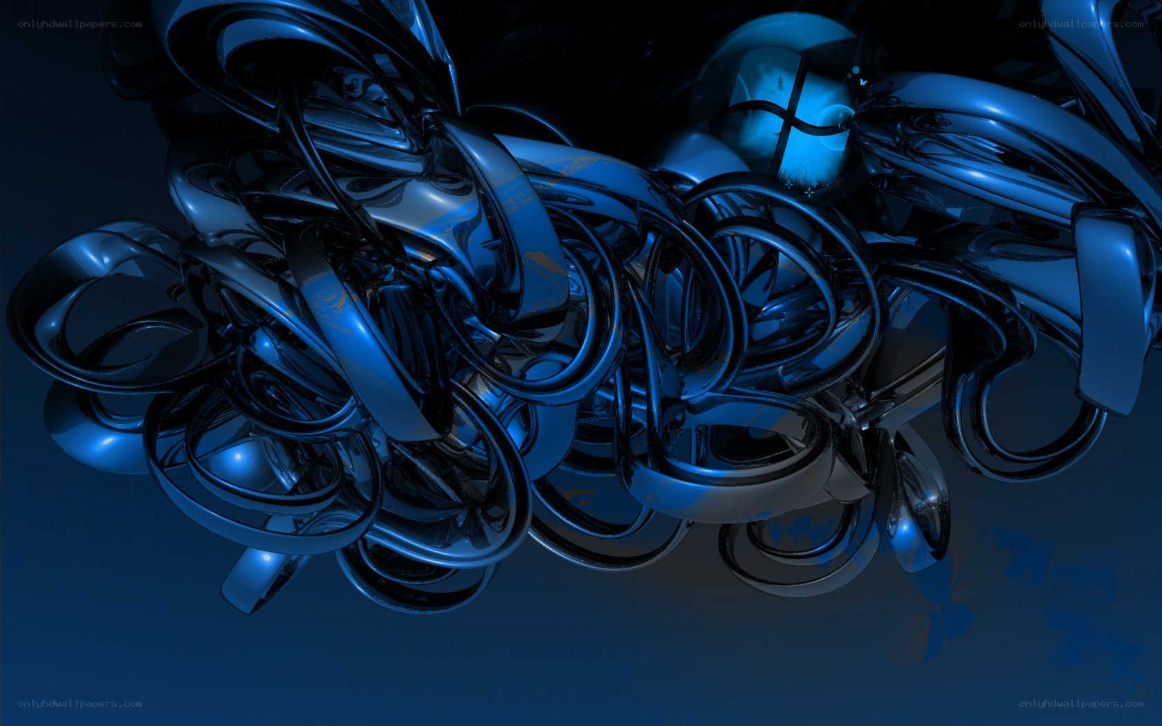 abstract blue metallic sculpture