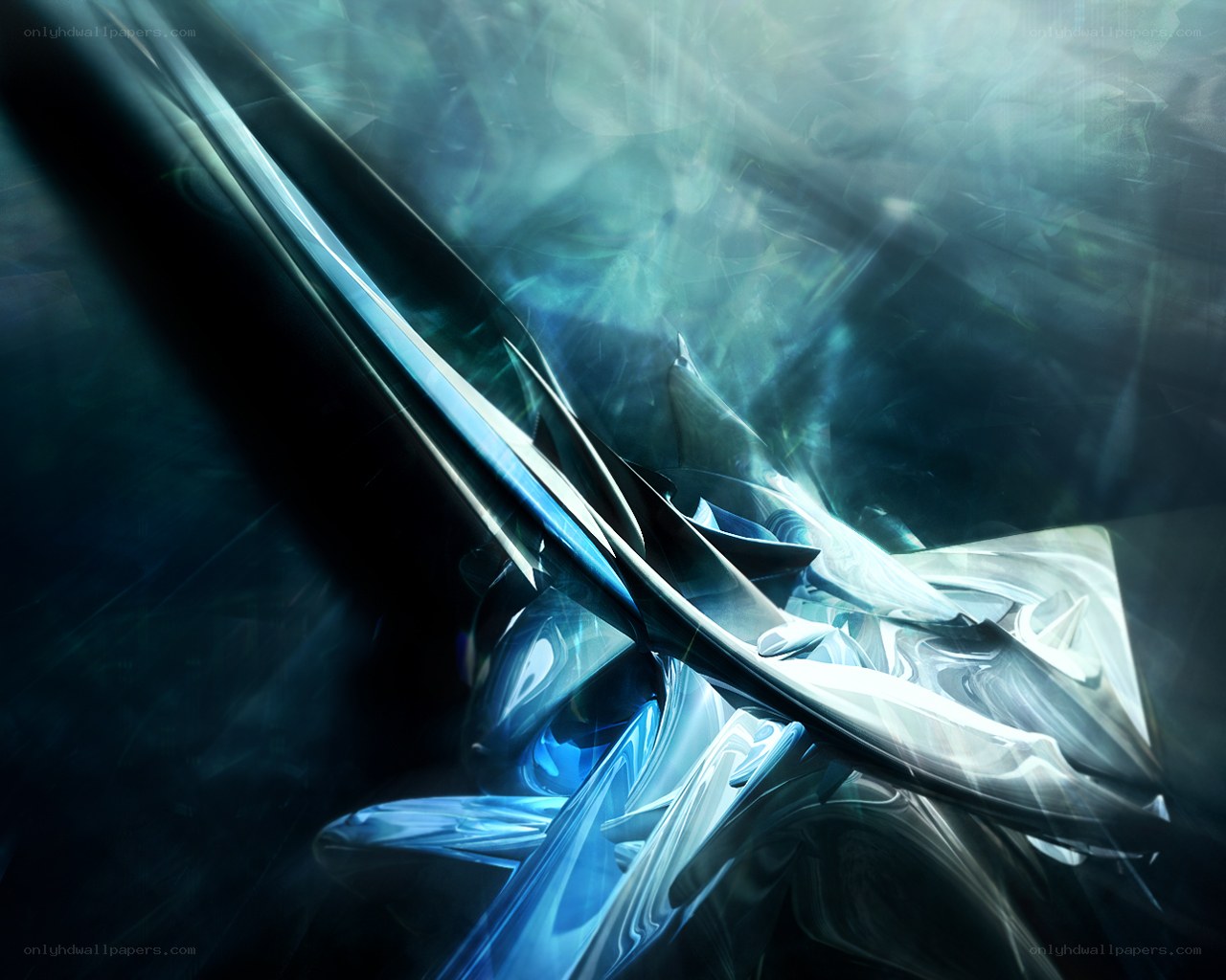Abstract blue metallic sculpture