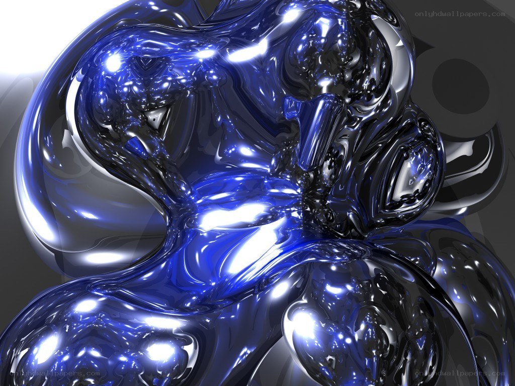 Abstract blue metallic sculpture