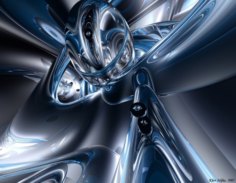 Abstract blue metallic sculpture