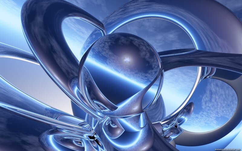 Abstract blue metallic sculpture