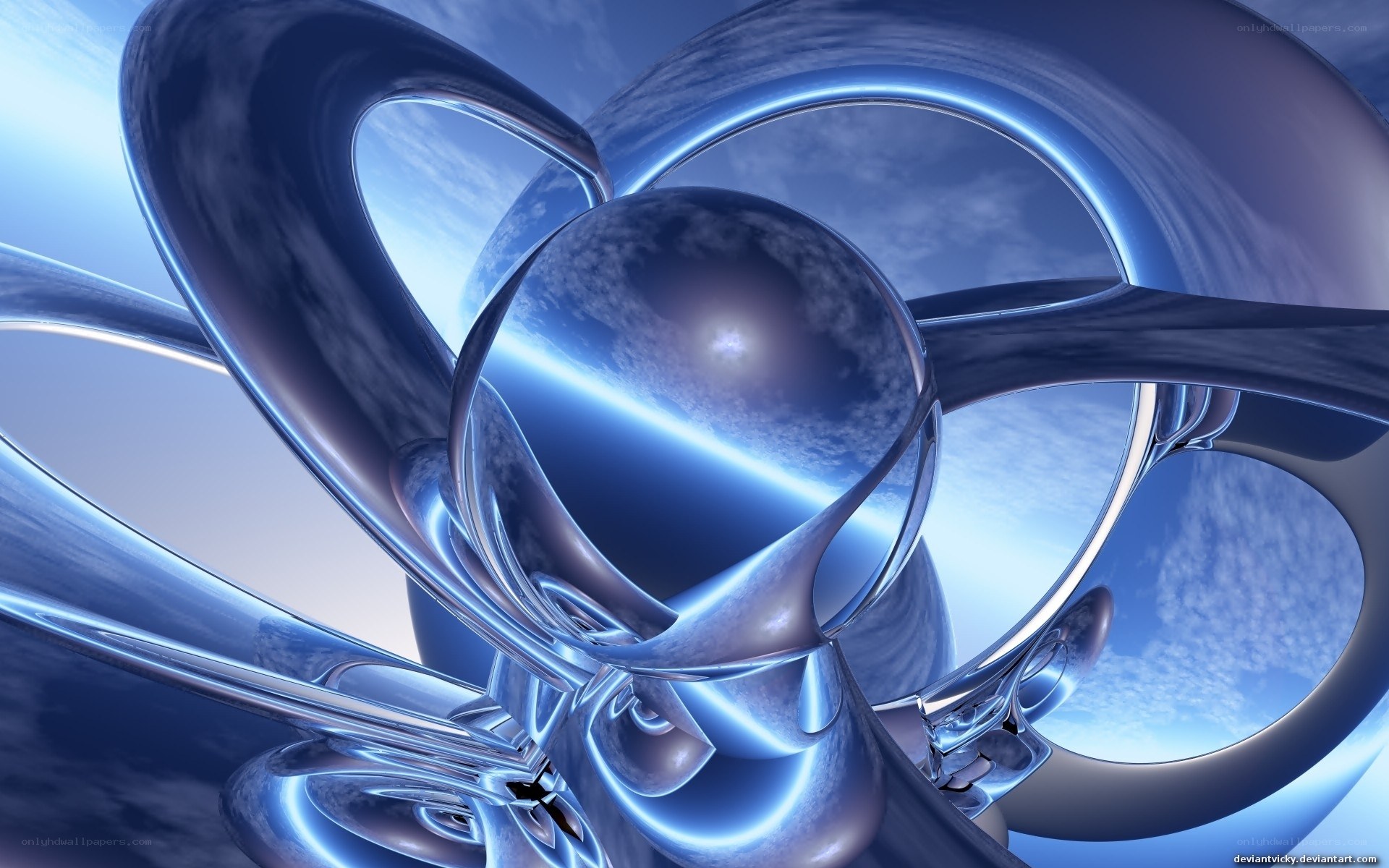 Abstract blue metallic sculpture