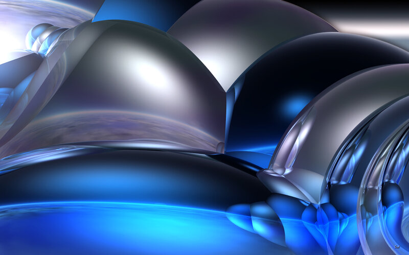 Abstract blue metallic spheres