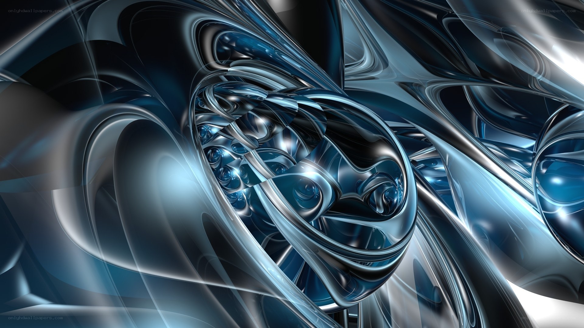 Abstract blue metallic swirl