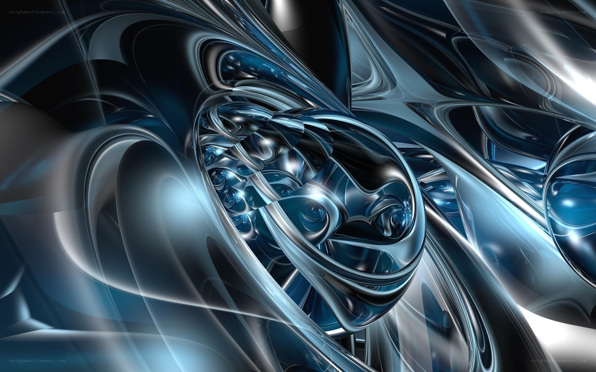 Abstract blue metallic swirls