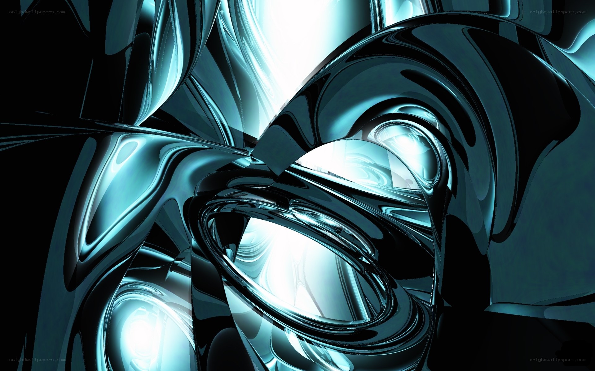 Abstract blue metallic swirls