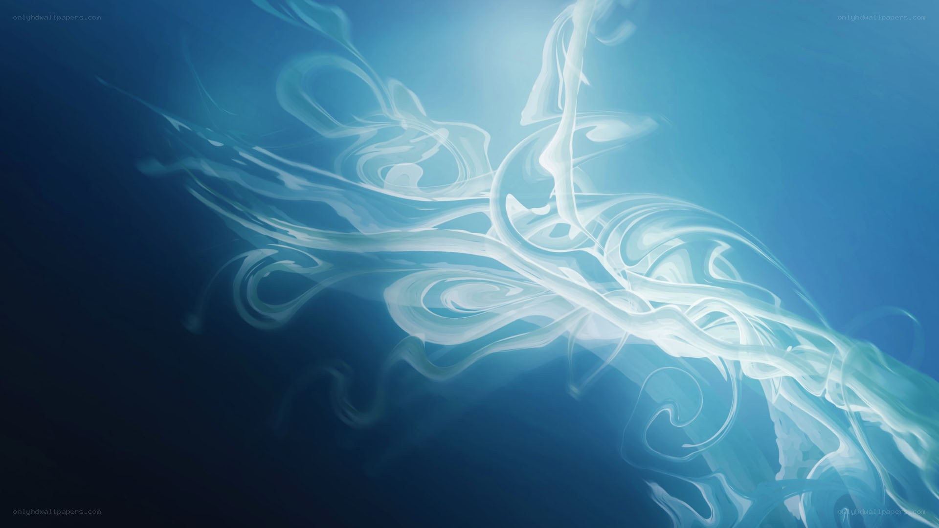 Abstract blue smoke swirls