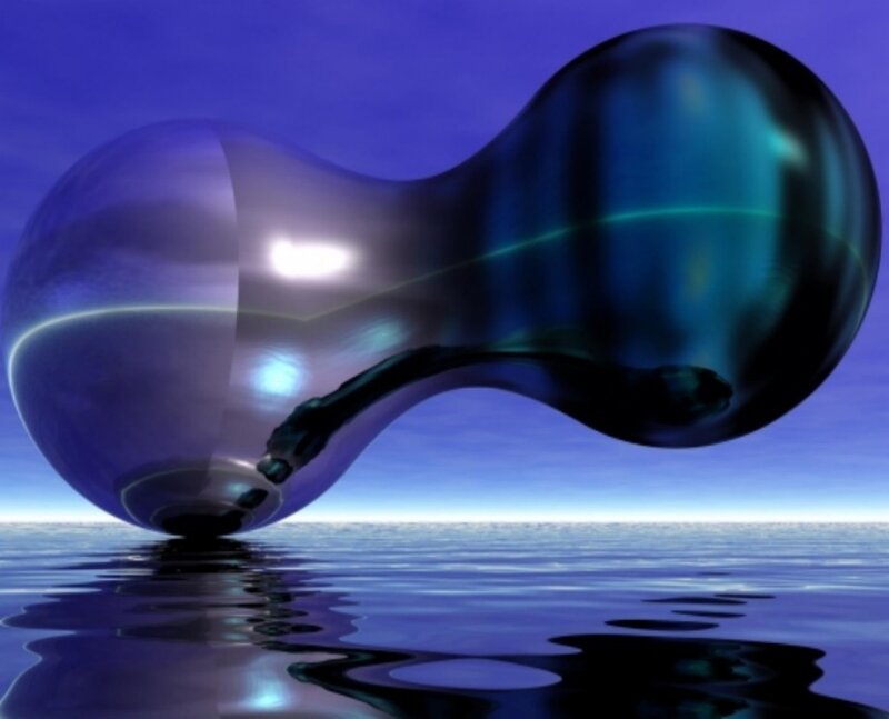 abstract blue sphere on water