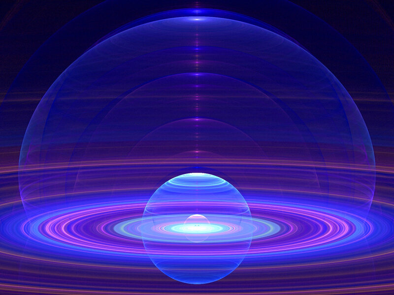 Abstract blue sphere rings