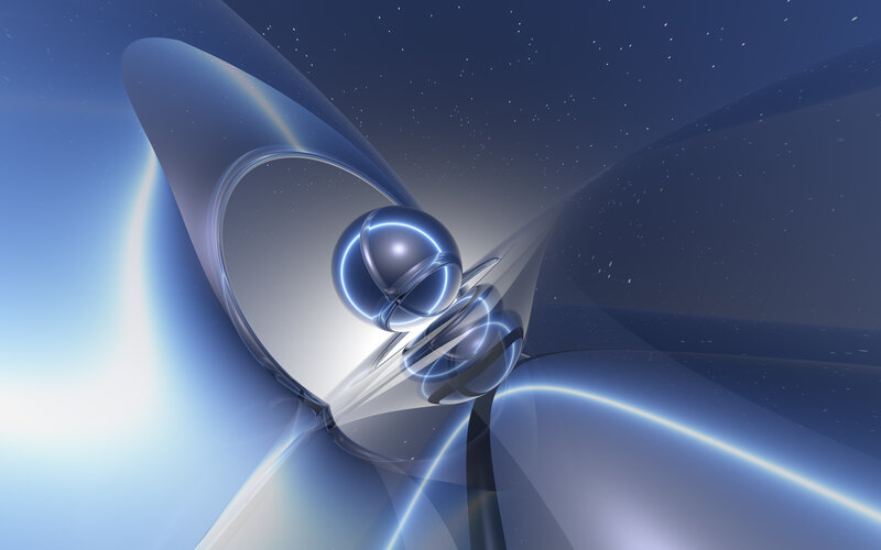 Abstract blue sphere sculpture