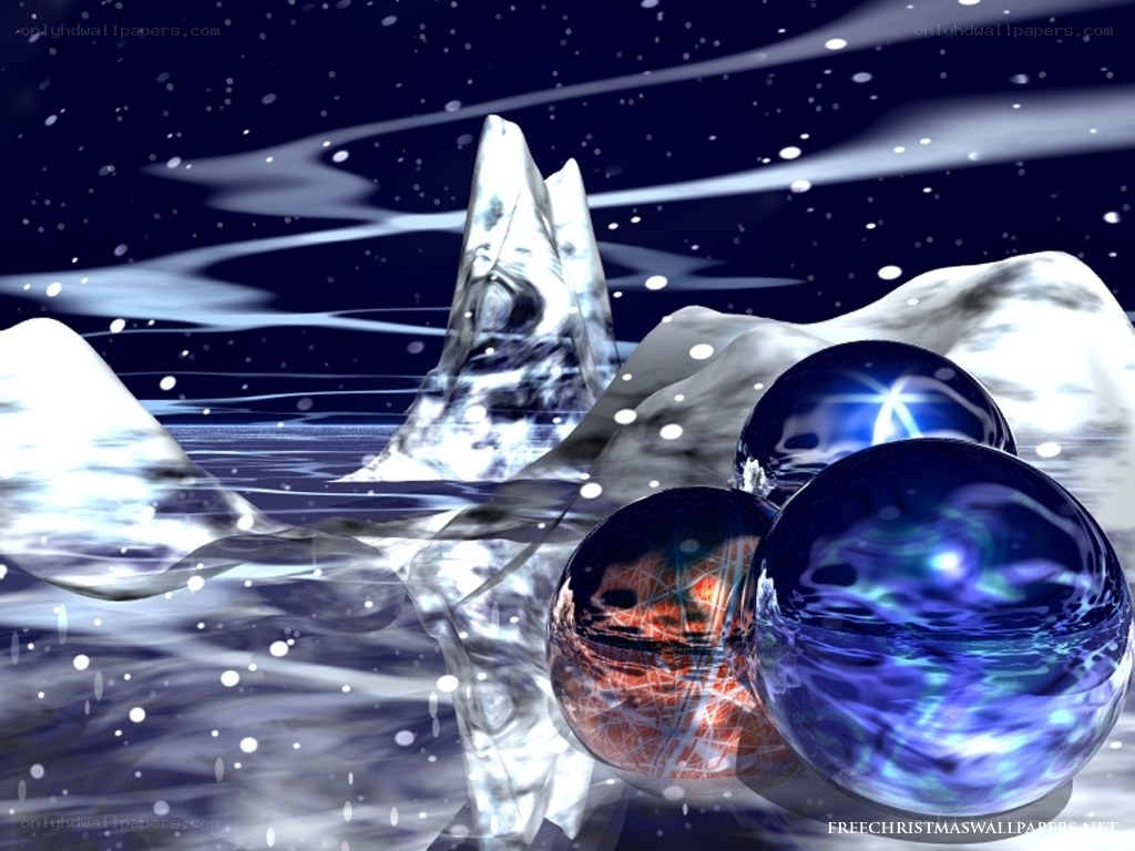Abstract blue spheres on ice